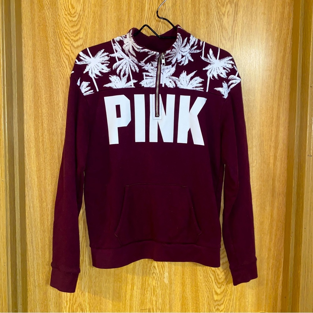 Pink Victoria Secret crew neck 1/4 zip